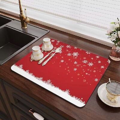 Christmas Snowflake Diatom Mud Kitchen Drain Mat Placemat An