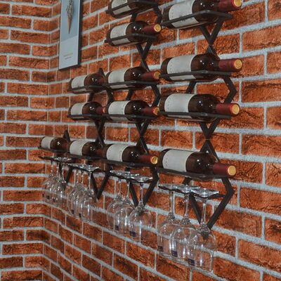 1PC Wall Mounted Upside Down Wine Rack Bottle Goblet Glass H