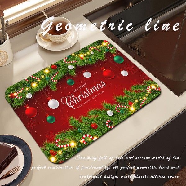Christmas Soft Diatom Mud Kitchen Placemat Home Bar Countert