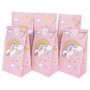 10pcs Unicorn Party Paper Candy Gift Bags Cookie Popcorn