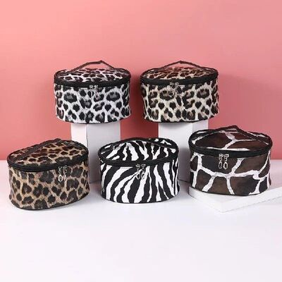 Leopard Print Retro Makeup Bag Large Capacity Cosmetic Bag F