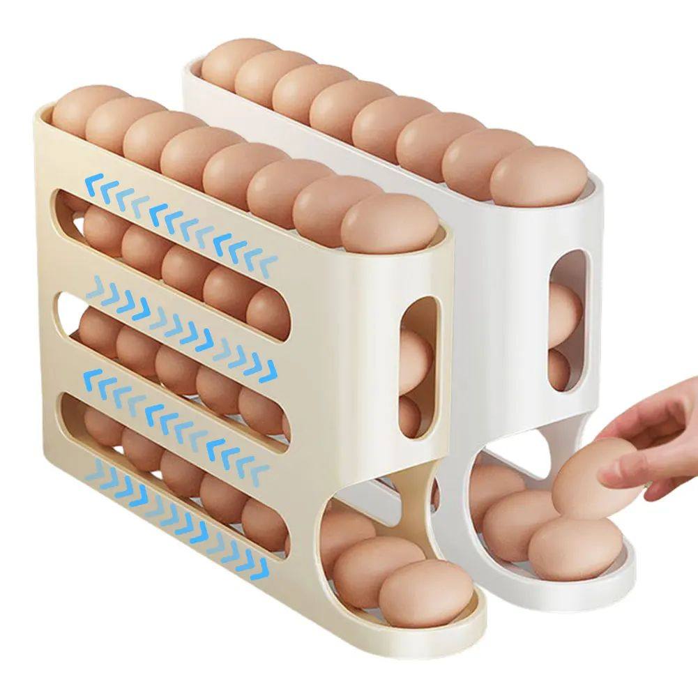 4 Layers Auto-Rolling Egg Dispenser Large Capacity Refrigera