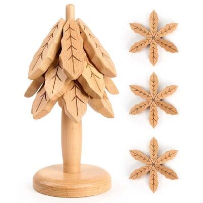 Christmas Tree Wooden Desktop Heat Insulation Mat Anti-scald
