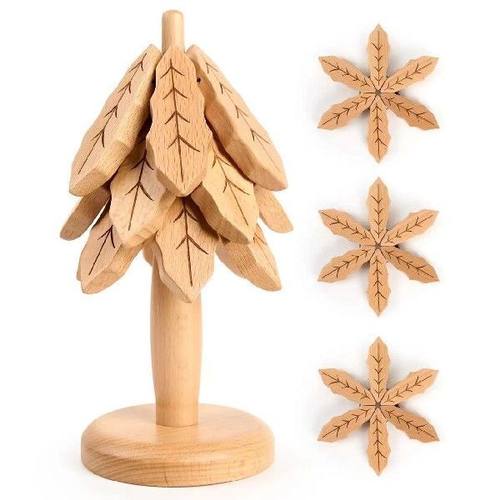 Christmas Tree Wooden Desktop Heat Insulation Mat Anti-scald