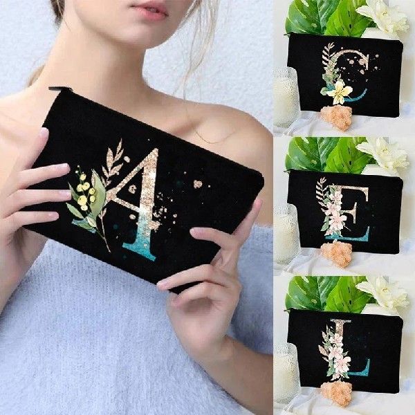 Gradient Initial Makeup Zipper Bags Fashion Travel Toilet Li