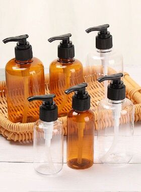 1PC Plastic Transparent Brown Shower Gel Bottle Shampoo Loti