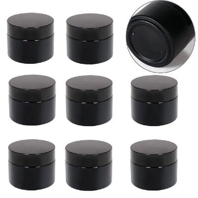50ML/1.7 OZ Black Glass Travel Size Storage Jar UV Protectio