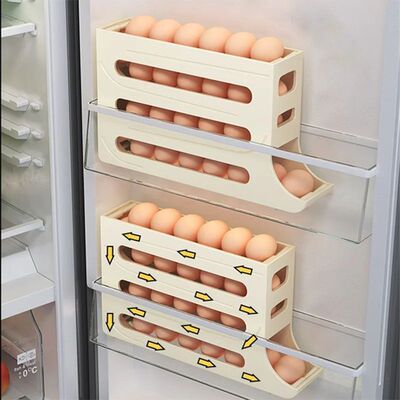 Egg Storage Holder Large Capacity Auto Eggs Rolling Shelf Fr