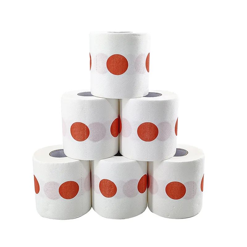 10pcs/pack Red Bull's-eye Polka Dot Print Roll Paper Fun Tis