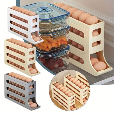 4-Tier Automatic Egg Rolling Tray Stackable Space Saving Ref