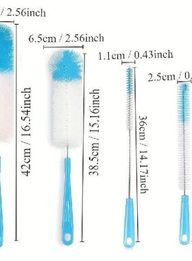 8 Boxed Wine Bottle Cleaning Brush Set - Long Handled Black