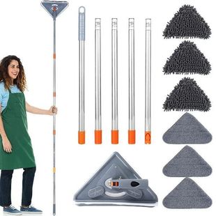 Wall Mop with Long Handle 360 ° Rotating Triangle Microfibe