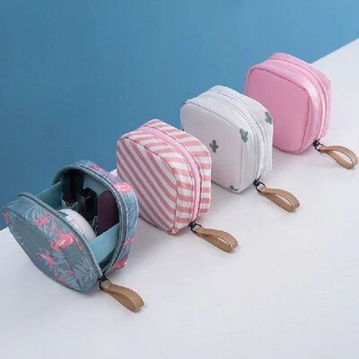 1PC Mini Cosmetic Bag Flamingo Solid Color Travel Toiletry S