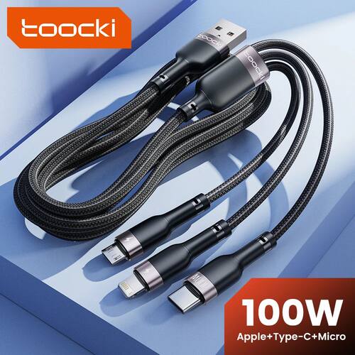 3In1 USB Cable 100W 6A Quick Charging Micro USB Type C Cable For Huawei Honor 13 ViVo Oppo USB Data