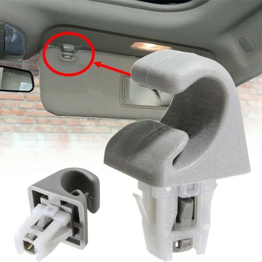 2PCS Car Sun Visor Clip Gray Interior Hanger Hook Clip Brack