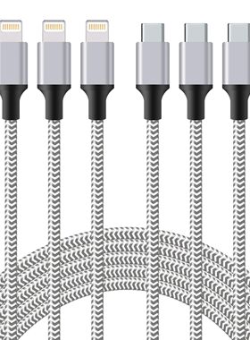 3pcs Nylon Braided Quick Charging Cables 3ft 6ft 10ft MFi Certified For iPhone Charger USB C to IP P