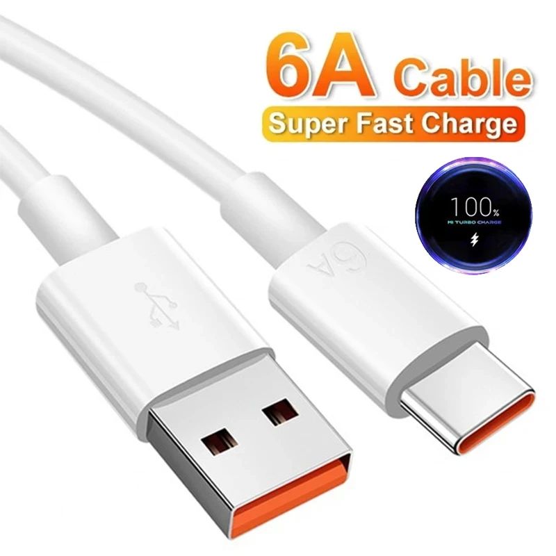 6A 66W Type C Quick Charging USB Cable for 10T 11 Lite 12 13T 14 Redmi Note 11T 12 13 POCO X3 X5 Pro