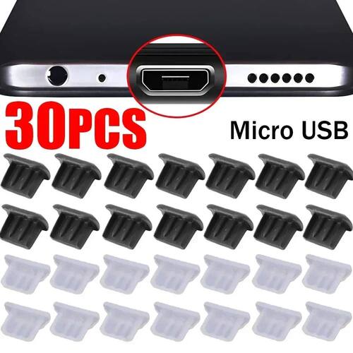 30/20/10/1PCS Soft Silicone Dust Plugs for Android Micro USB