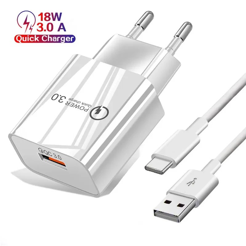 18W 3A Quick Charging Type C USB Charger Cable For Samsung S21 S20 Ultra A50 A70 A51 A71 Note 20 10