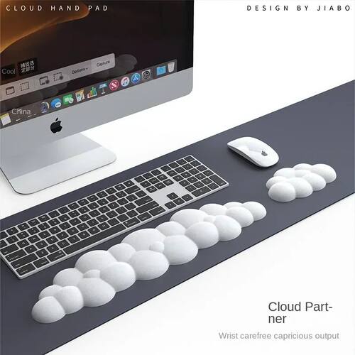 Mouse pad with wrist rest keyboard cloud anti-slip memory fo