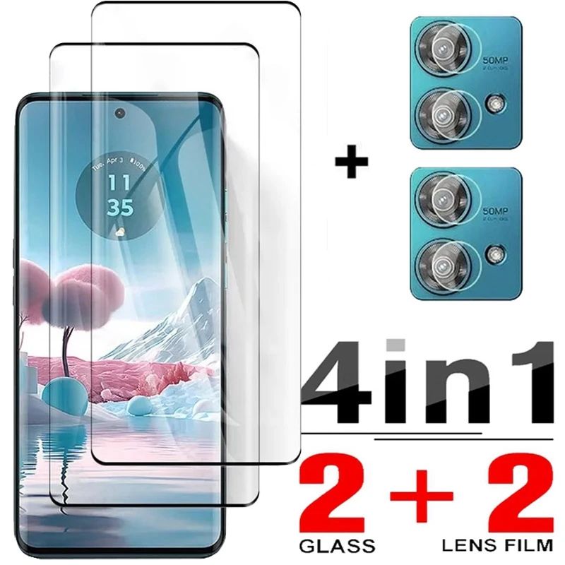 4in1 Tempered Glass For Motorola Edge 40 Neo Screen Protector Camera Lens Protective Film for Moto E