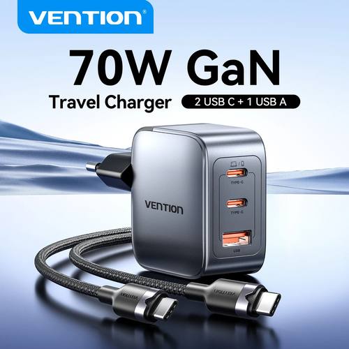 70W GaN Charger Quick Charge 3.0 USB C Charger for iPhone 16 15 14 Pro Laptop Macbook Air Tablet PD