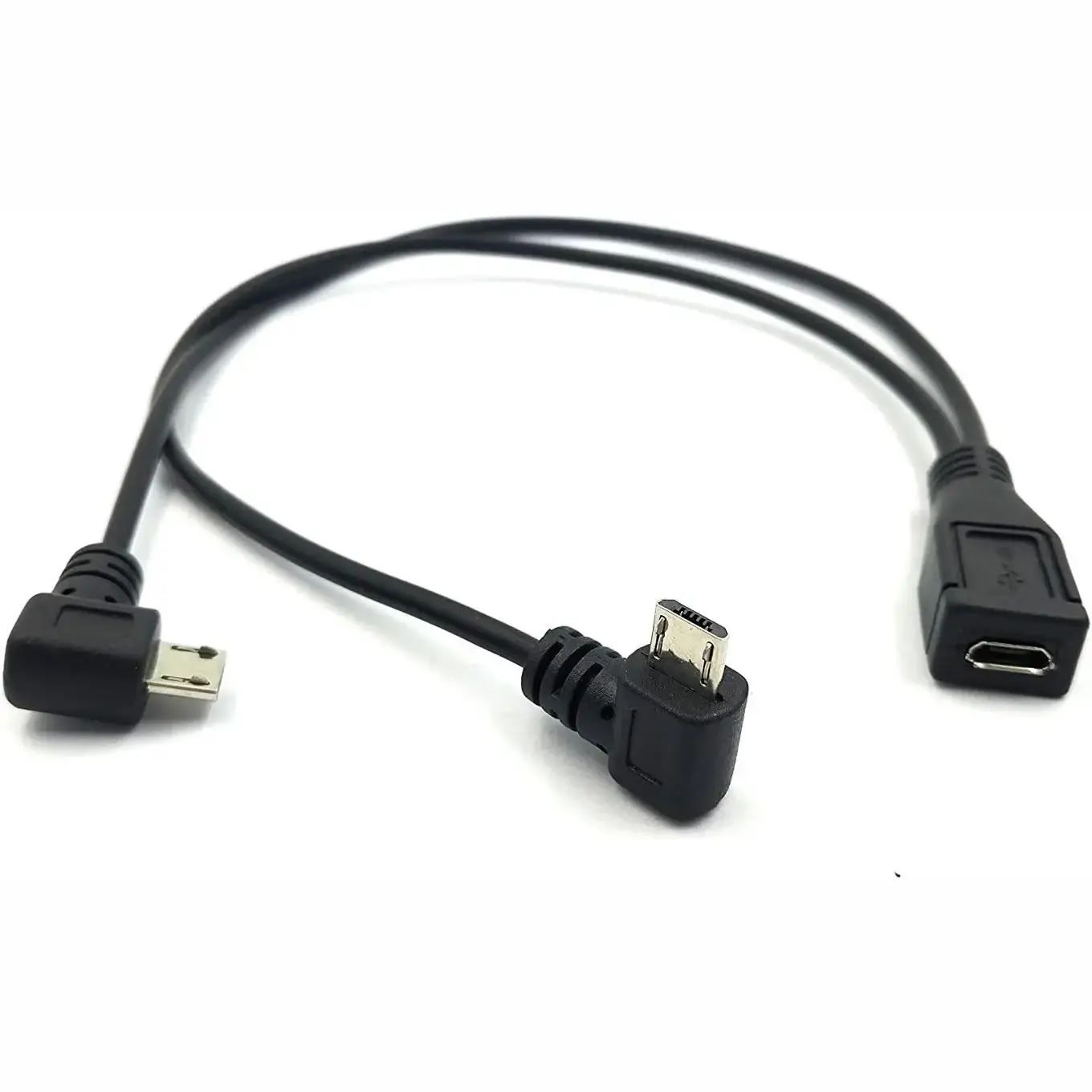 Micro USB Splitter Cable Micro USB Female 1 to 2 Micro USB Male Right Angle 90 Degree Converter High