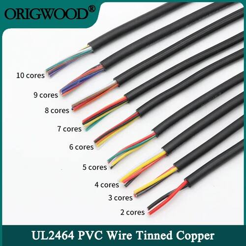 2/5/10M UL2464 Sheathed Wire 28 26 24 22 20 18 16AWG Tinned Copper Signal Cable 2 3 4 5 6 7 8 10 Cor