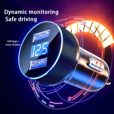 Dual USB 12.5V Voltage Display Car Charger For Cigarette Lighter Smart Phone USB Adapter Mobile Phon