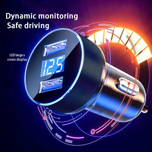 Dual USB 12.5V Voltage Display Car Charger For Cigarette Lighter Smart Phone USB Adapter Mobile Phon