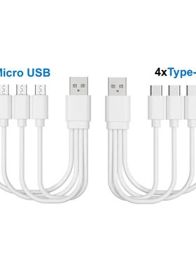 20cm Short USB Multi Charging Cable 4In1 Multiple Type C / Micro USB Charging Cord 4Port USB C Split