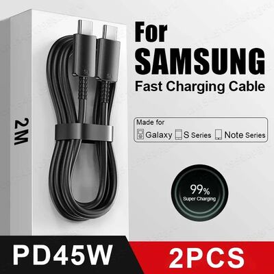 2PCS PD 45W USB C Cable For Samsung Galaxy S20 S21 S22 S23 Ultra Note 10 5G 20 A53 A54 Super Quick C