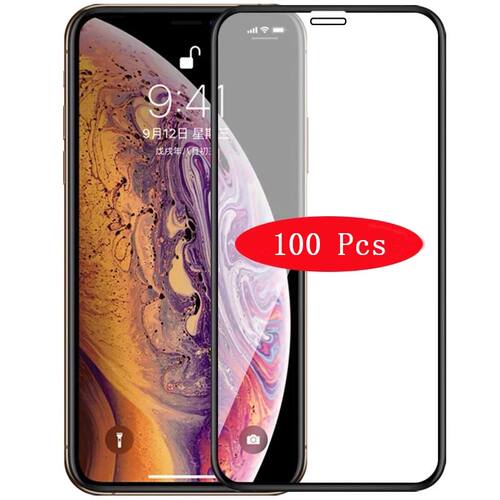 10PCS Silk screen black edge Tempered glass protective film for iPhone 11 12 13 14 Pro Max Xs XR Xs