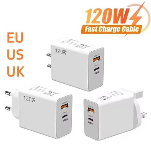 PD USB Charger Quick Charging 120W Multi Ports Quick Charge EU/US/UK Plug Charging Adapter Wall Char