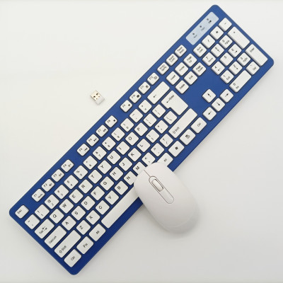 Wireless Keyboard Mouse Set Color Pink Blue White Silent Cho