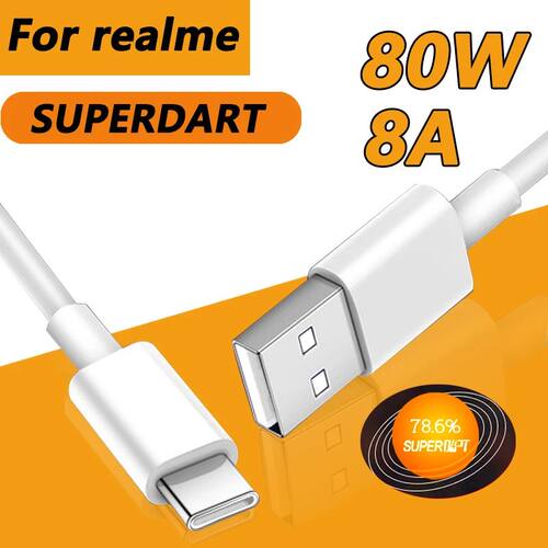 For Realme 80W SUPERDART Quick Charger Cable USB Type C 8A For Realme GT Neo 3 3T Q5 Pro