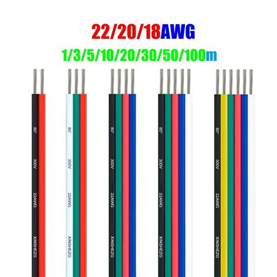 2pin LED Wire 3/4/5/6 Pin RGB Cable 22/20/18 AWG Extension Connector Electrical Wires For 5050 WS281
