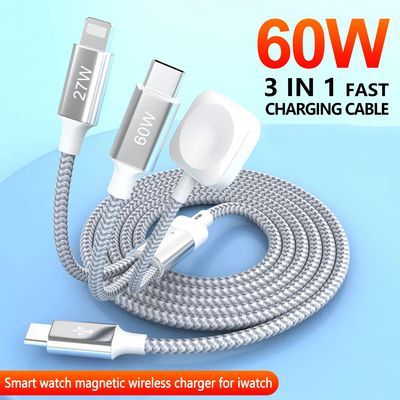 Travel Essentials,3In2 USB C Cable Compatible with Watch Charger/iPhone 16/iWatch Series/PD Quick Mu