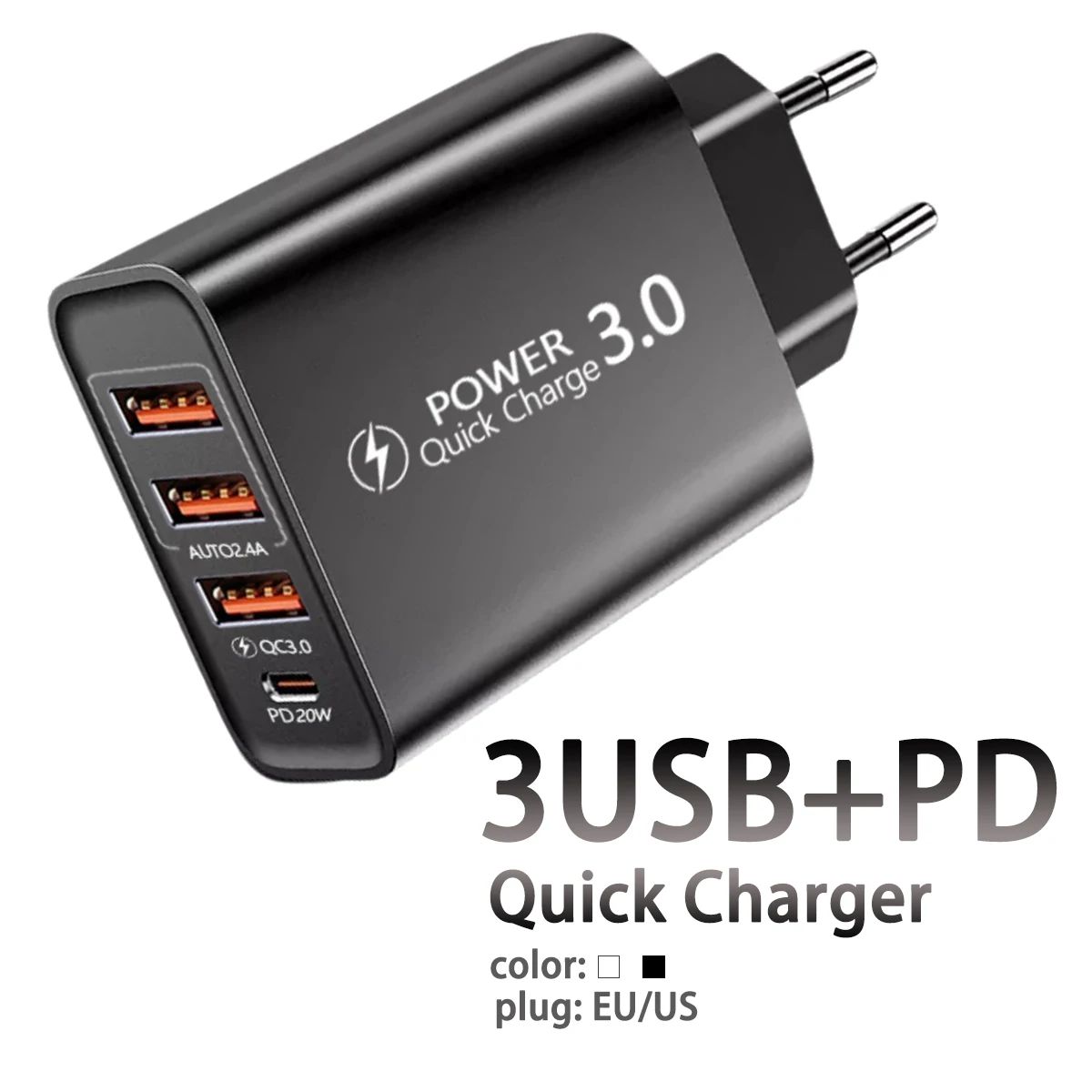 USB Quick Charger Multi Ports Mobile Phone QC3.0 PD Charging Adapter For iPhone 16 15 Huawei Type C