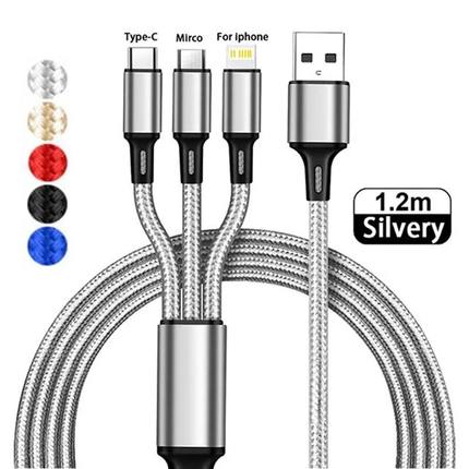3In1 USB Charger Quick Charging Cable Type C Micro LIGHTNING Multi Charger Cable for iPhone Huawei S
