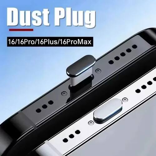 2Pcs 16PM Metal Dust Plug For iPhone 16 15 Pro Max Plus USB