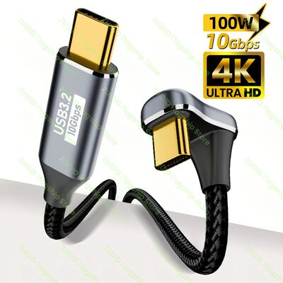 U-Shape USB3.1 10Gbps Type C to Type C ThunderBolt 3 Cable PD100W 5A USB-C Cord For iPhone 15 Pro Ma