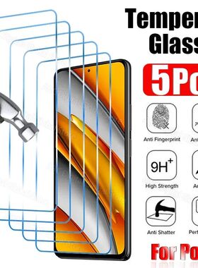 5PCS Tempered Glass for Poco F5 X5 X4 X3 F2 Pro Screen Protector for Poco M4 M3 Pro 5G F3 F4 X3 X4 G