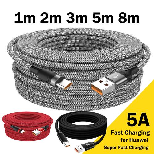 USB TYPE C Cable 5A Super Quick Charge Cable for Huawei 3m 5m 8m USB C Extension Cable for Samsung o