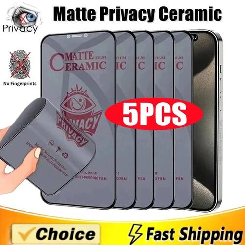 5Pcs Matte Ceramic Privacy Screen Protector for IPhone 14 11 12 13 15 Pro Max Mini Anti-spy Film for