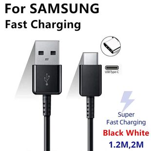 TYPE C Cable 1.2M 2M Quick Charger Data Line For samsung Galaxy S8 S9 S10 S21 Ultra Note 8 9 10 A54