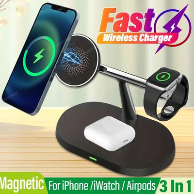 3In1 Magnetic Wireless Charger Stand for iPhone 15 14 13 12