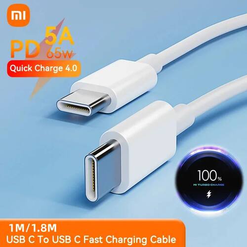 Original 65W 5A PD Dual USB-C Charge Cable Type C To Type C Kable Mi 12 11 Pad 5 Pro Air Notebook Re