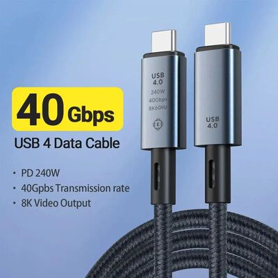 240W USB C to USB C Quick Charging Data Braided Cable with 8K Video Transfer 40Gbps Speed For iPhone