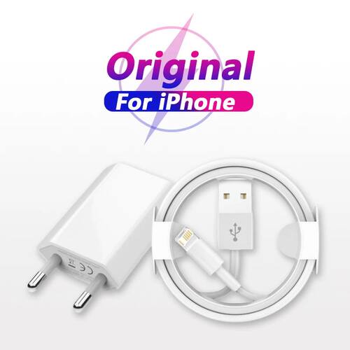 EU USB Wall Charger USB Data For iPhone 15 14 13 12 11 Pro Mini 8 Plus XR X XS SE Charging Data Cabl